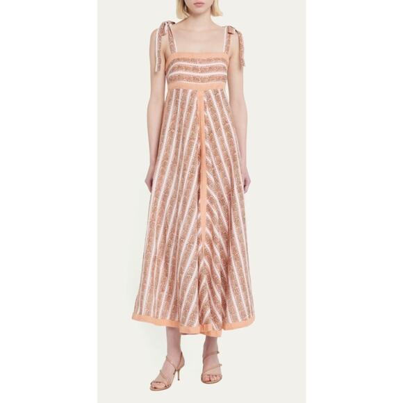 Hannah Artwear Serena Striped Midi Dress •Women 1 /S• Linen Blush Chevron Maxi - Picture 3 of 14